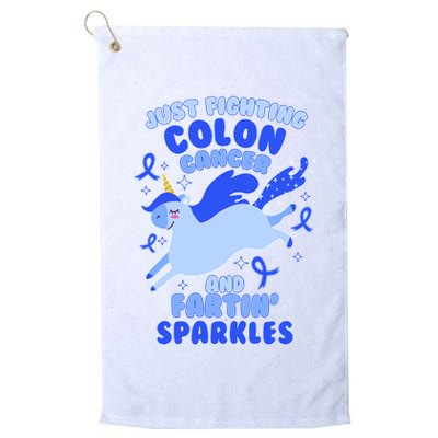 Funny Unicorn Fighting Colon Cancer And Farting Sparkles Golf Towel