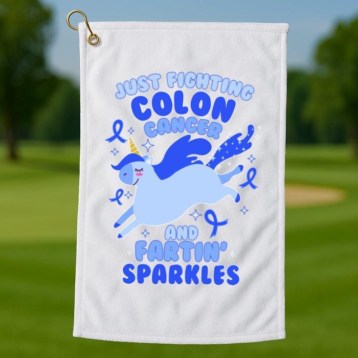 Funny Unicorn Fighting Colon Cancer And Farting Sparkles Golf Towel