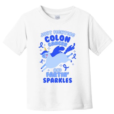 Funny Unicorn Fighting Colon Cancer And Farting Sparkles Toddler T-Shirt