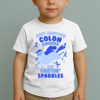 Funny Unicorn Fighting Colon Cancer And Farting Sparkles Toddler T-Shirt
