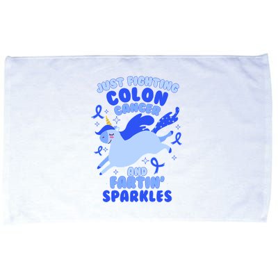Funny Unicorn Fighting Colon Cancer And Farting Sparkles Microfiber Hand Towel