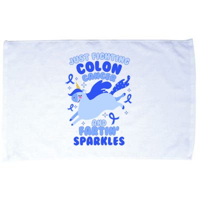 Funny Unicorn Fighting Colon Cancer And Farting Sparkles Microfiber Hand Towel