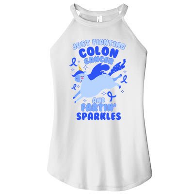 Funny Unicorn Fighting Colon Cancer And Farting Sparkles Women's Perfect Tri Rocker Tank