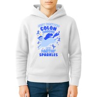 Funny Unicorn Fighting Colon Cancer And Farting Sparkles Kids Hoodie