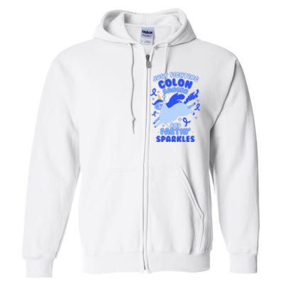 Funny Unicorn Fighting Colon Cancer And Farting Sparkles Full Zip Hoodie