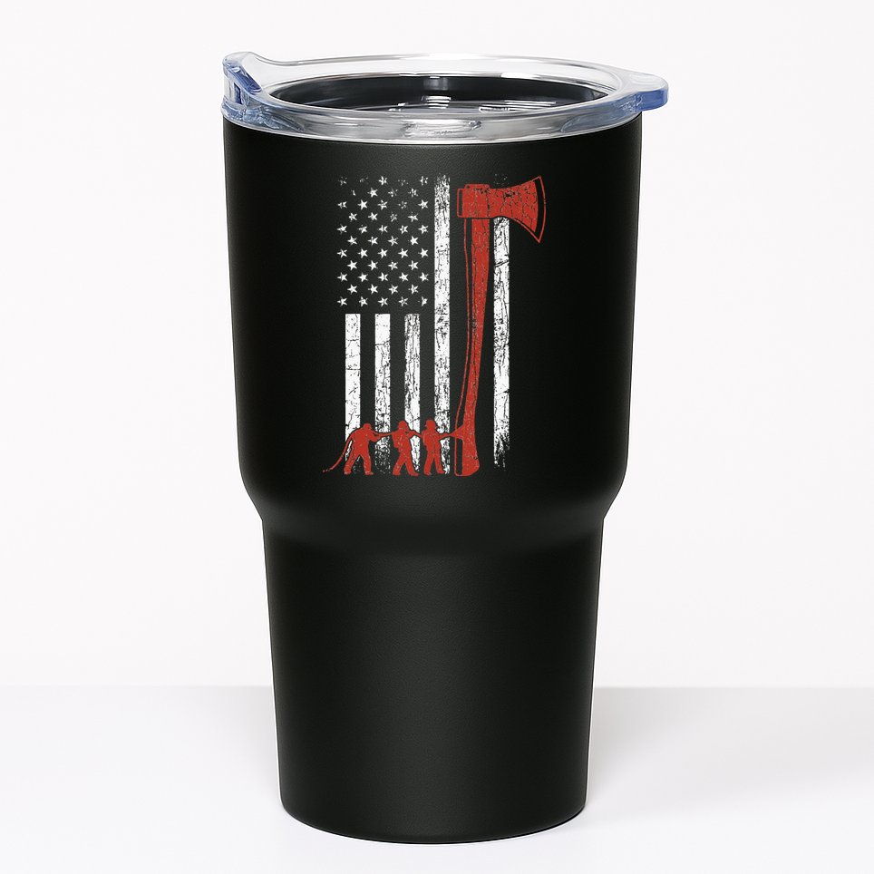 Firefighter USA Flag Funny Fire Fire Truck Tumbler