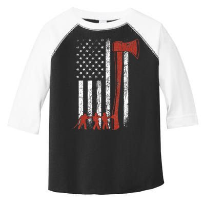 Firefighter USA Flag Funny Fire Fire Truck Toddler Fine Jersey T-Shirt