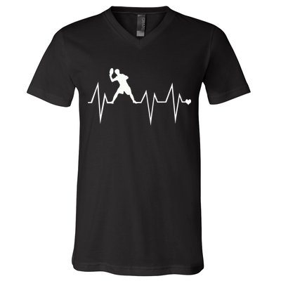 Funny Ultimate Frisbee Player Heartbeat Heart Pulse Rate Ekg Gift V-Neck T-Shirt