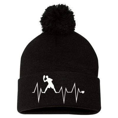 Funny Ultimate Frisbee Player Heartbeat Heart Pulse Rate Ekg Gift Pom Pom 12in Knit Beanie