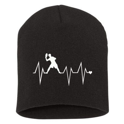 Funny Ultimate Frisbee Player Heartbeat Heart Pulse Rate Ekg Gift Short Acrylic Beanie