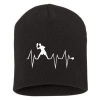 Funny Ultimate Frisbee Player Heartbeat Heart Pulse Rate Ekg Gift Short Acrylic Beanie
