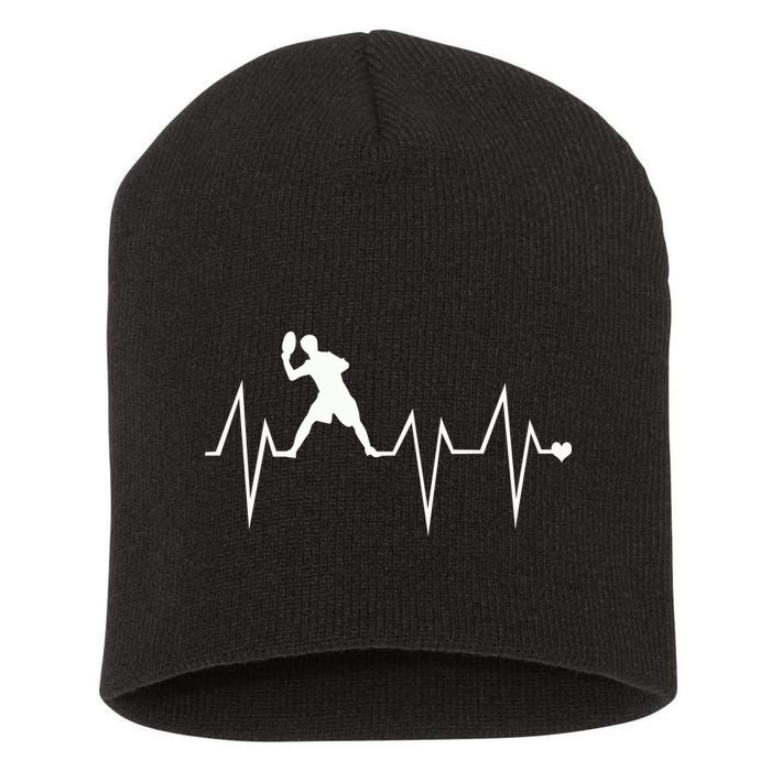 Funny Ultimate Frisbee Player Heartbeat Heart Pulse Rate Ekg Gift Short Acrylic Beanie
