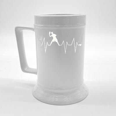 Funny Ultimate Frisbee Player Heartbeat Heart Pulse Rate Ekg Gift Beer Stein