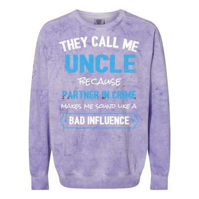 Funny Uncle Gifgift Uncle Partner In Crime Gift Cool Gift Colorblast Crewneck Sweatshirt