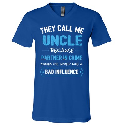 Funny Uncle Gifgift Uncle Partner In Crime Gift Cool Gift V-Neck T-Shirt