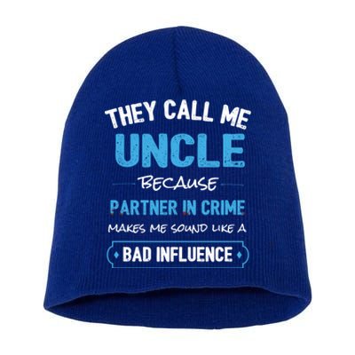 Funny Uncle Gifgift Uncle Partner In Crime Gift Cool Gift Short Acrylic Beanie