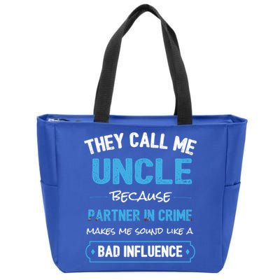 Funny Uncle Gifgift Uncle Partner In Crime Gift Cool Gift Zip Tote Bag