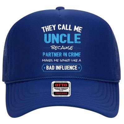 Funny Uncle Gifgift Uncle Partner In Crime Gift Cool Gift High Crown Mesh Back Trucker Hat