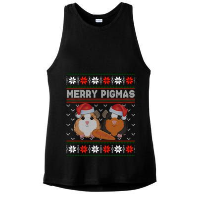 Funny Ugly Guinea Pig Christmas Merry Pigmas Ladies PosiCharge Tri-Blend Wicking Tank