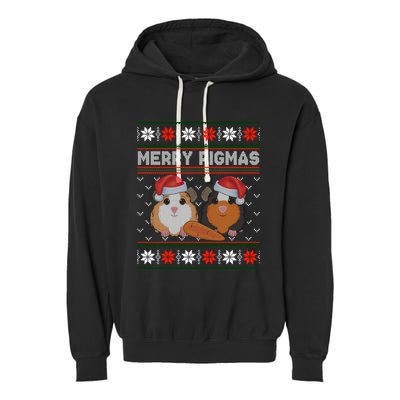 Funny Ugly Guinea Pig Christmas Merry Pigmas Garment-Dyed Fleece Hoodie