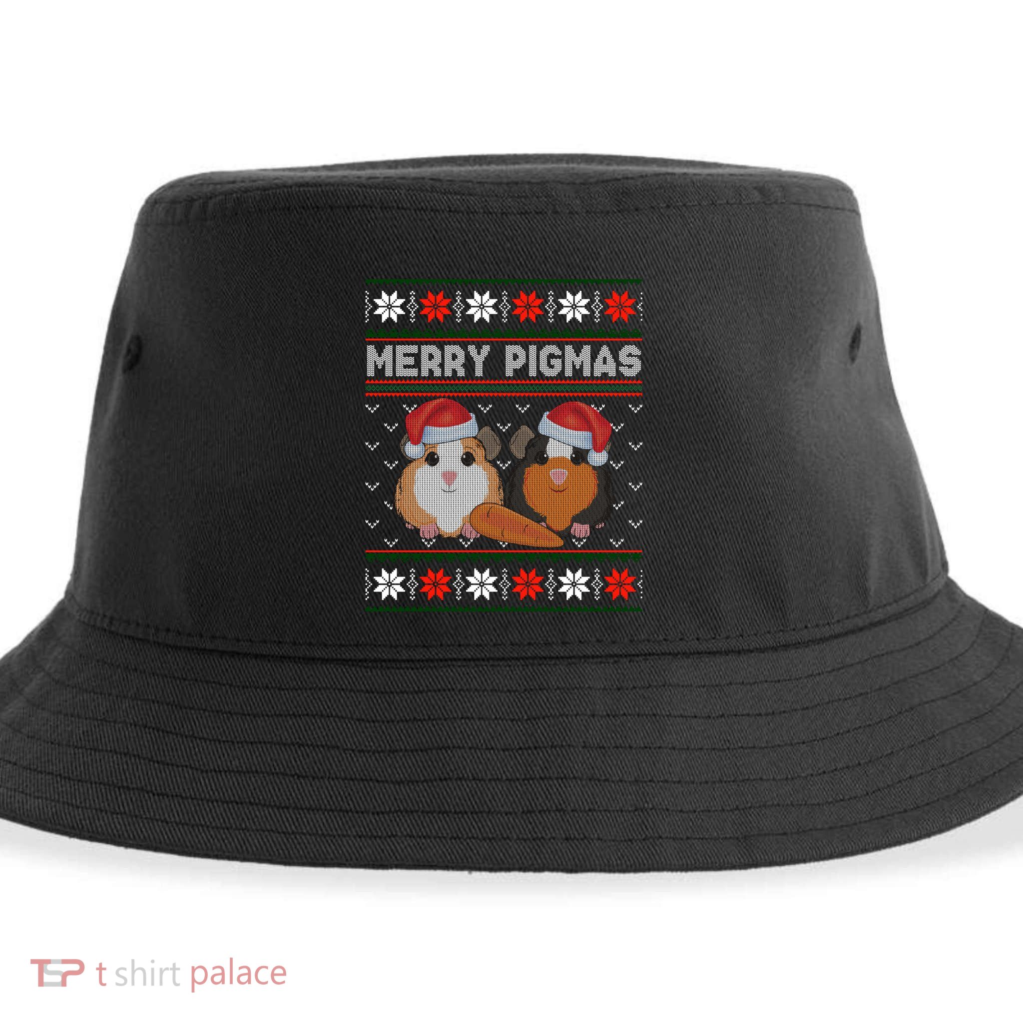Funny Ugly Guinea Pig Christmas Merry Pigmas Sustainable Bucket Hat