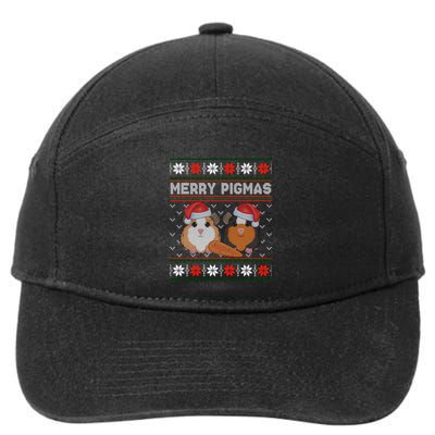 Funny Ugly Guinea Pig Christmas Merry Pigmas 7-Panel Snapback Hat