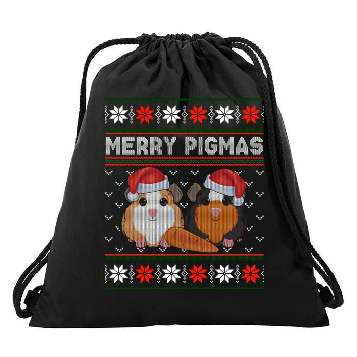 Funny Ugly Guinea Pig Christmas Merry Pigmas Drawstring Bag