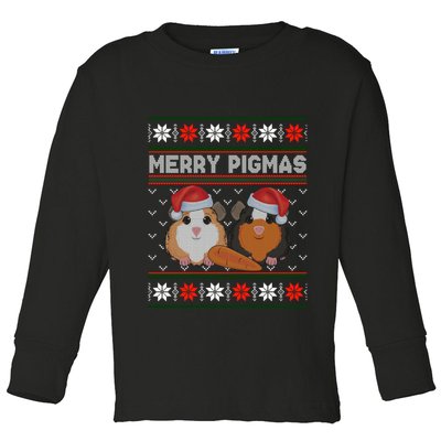 Funny Ugly Guinea Pig Christmas Merry Pigmas Toddler Long Sleeve Shirt