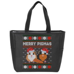 Funny Ugly Guinea Pig Christmas Merry Pigmas Zip Tote Bag