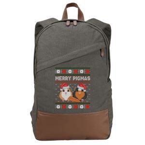 Funny Ugly Guinea Pig Christmas Merry Pigmas Cotton Canvas Backpack