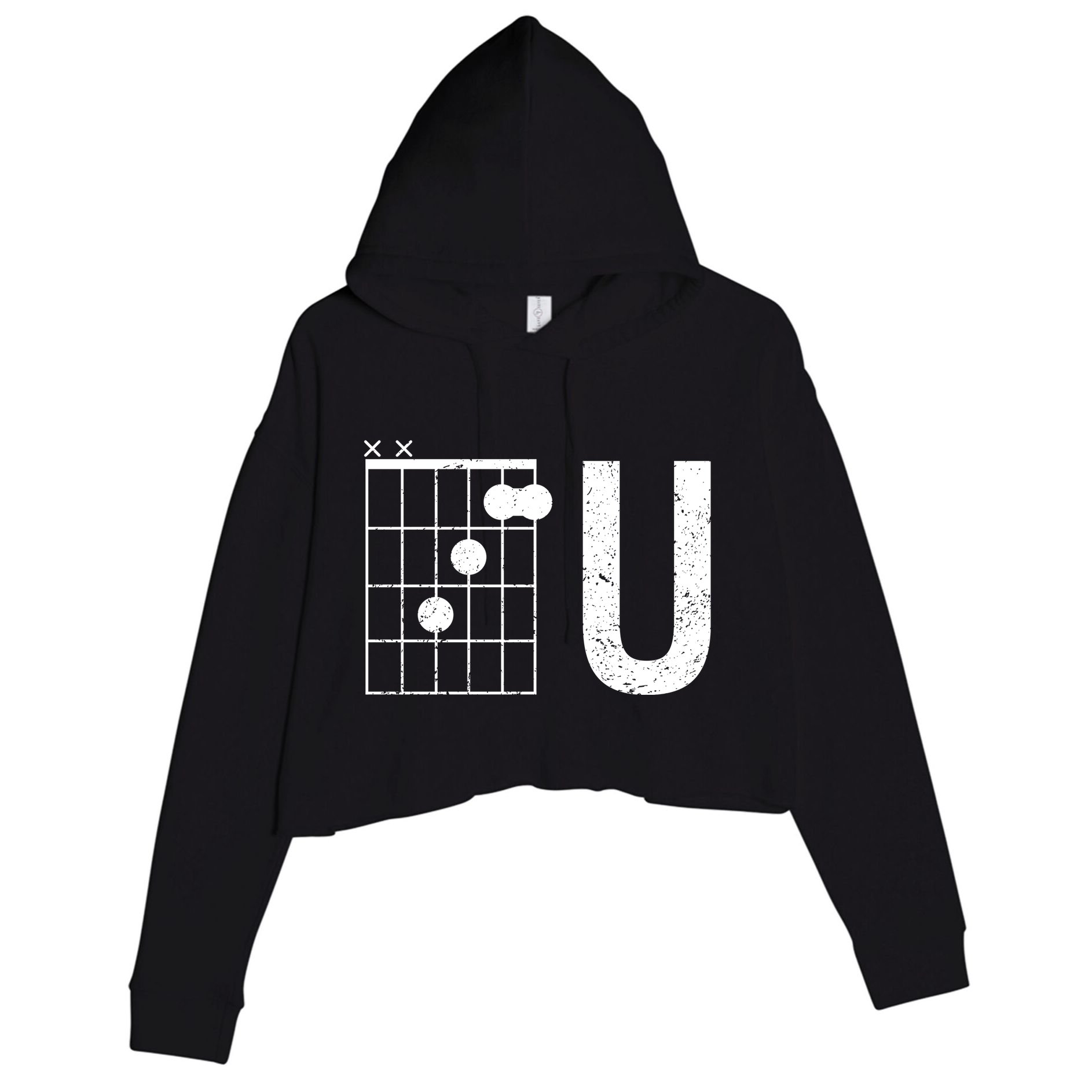 F U Guitar Chord Music Crop Fleece Hoodie