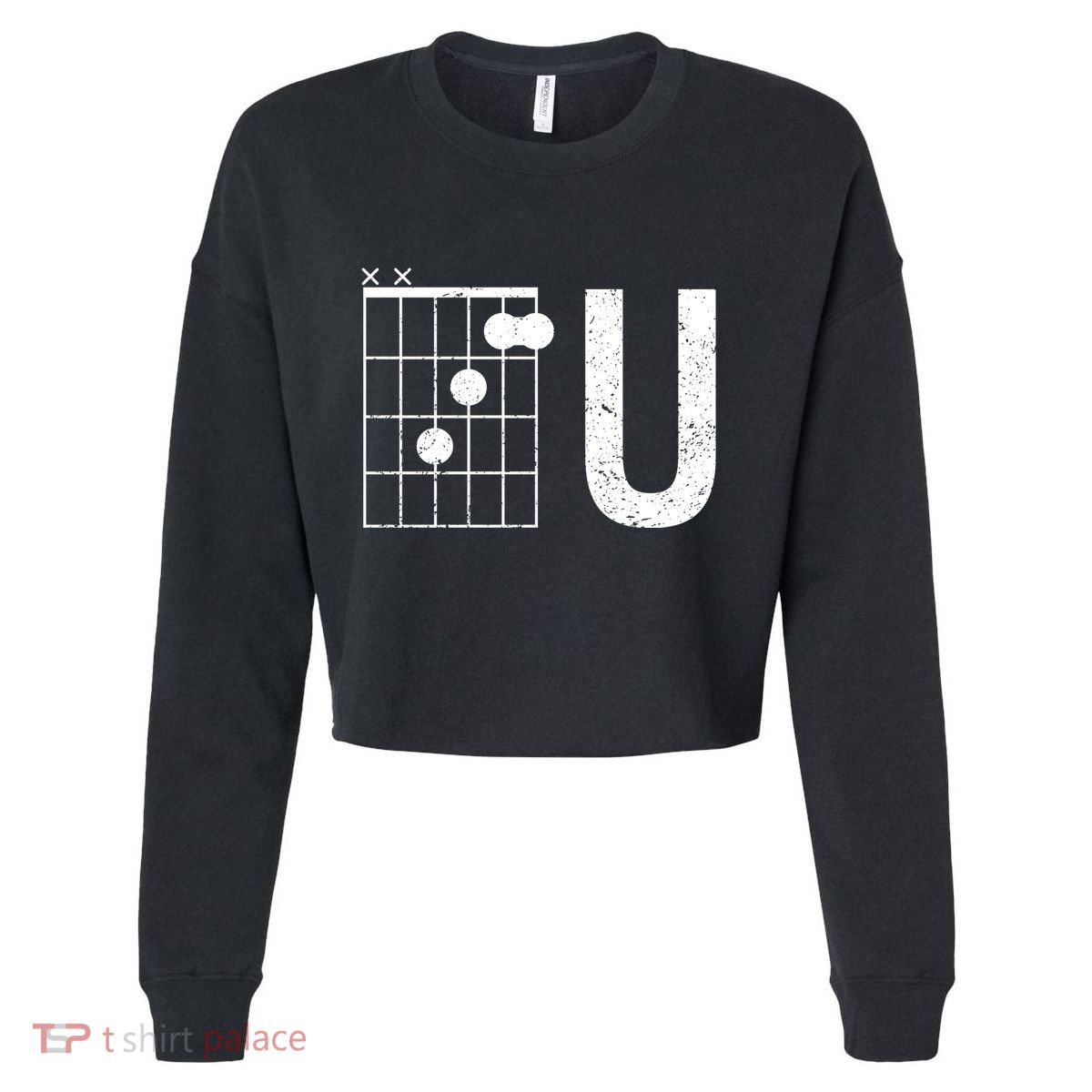 F U Guitar Chord Music Cropped Pullover Crew