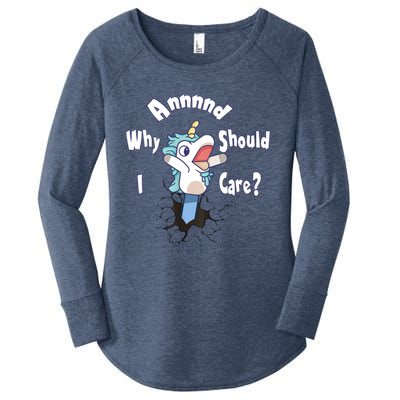 Funny Unicorn Gift And Why Should I Care? Women's Perfect Tri Tunic Long Sleeve Shirt