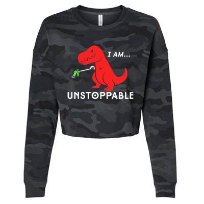 Funny Unstoppable Gift Funny TRex Dinosaur Gift Cropped Pullover Crew