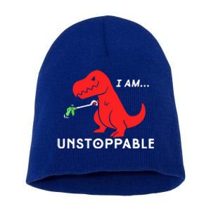 Funny Unstoppable Gift Funny TRex Dinosaur Gift Short Acrylic Beanie