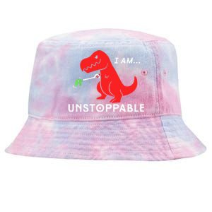 Funny Unstoppable Gift Funny TRex Dinosaur Gift Tie-Dyed Bucket Hat