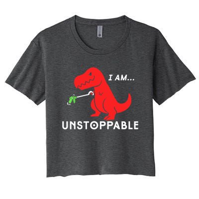 Funny Unstoppable Gift Funny TRex Dinosaur Gift Women's Crop Top Tee