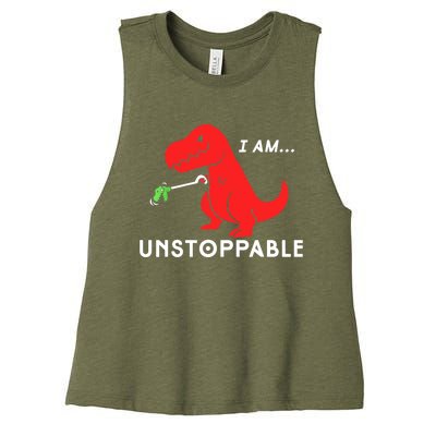 Funny Unstoppable Gift Funny TRex Dinosaur Gift Women's Racerback Cropped Tank