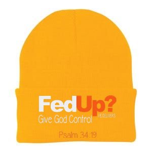 Fed Up Give God Control Christian Jesus Knit Cap Winter Beanie