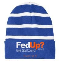 Fed Up Give God Control Christian Jesus Striped Beanie with Solid Band