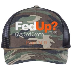 Fed Up Give God Control Christian Jesus Retro Rope Trucker Hat Cap