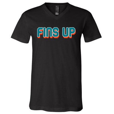 Fins Up Gift For Miami Sport Fan V-Neck T-Shirt