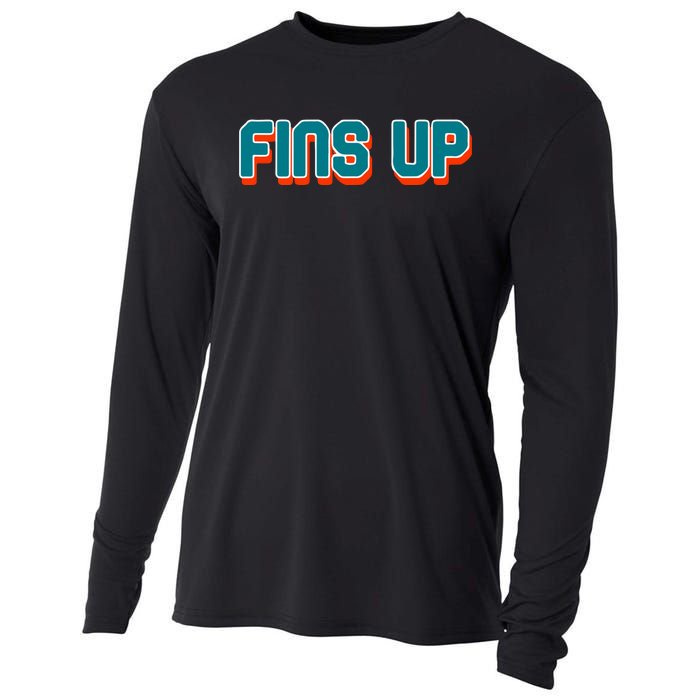 Fins Up Gift For Miami Sport Fan Cooling Performance Long Sleeve Crew