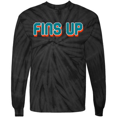 Fins Up Gift For Miami Sport Fan Tie-Dye Long Sleeve Shirt