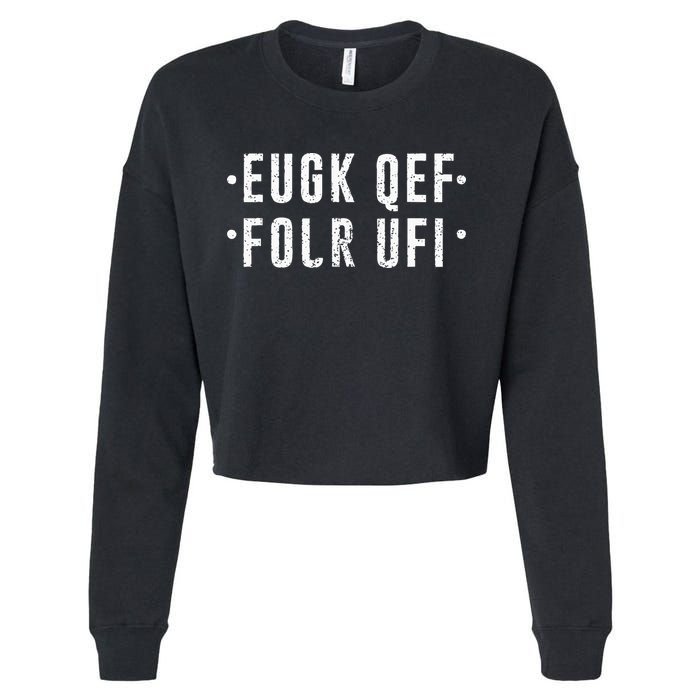 Fold Up Hidden Message Fuck Off Cropped Pullover Crew