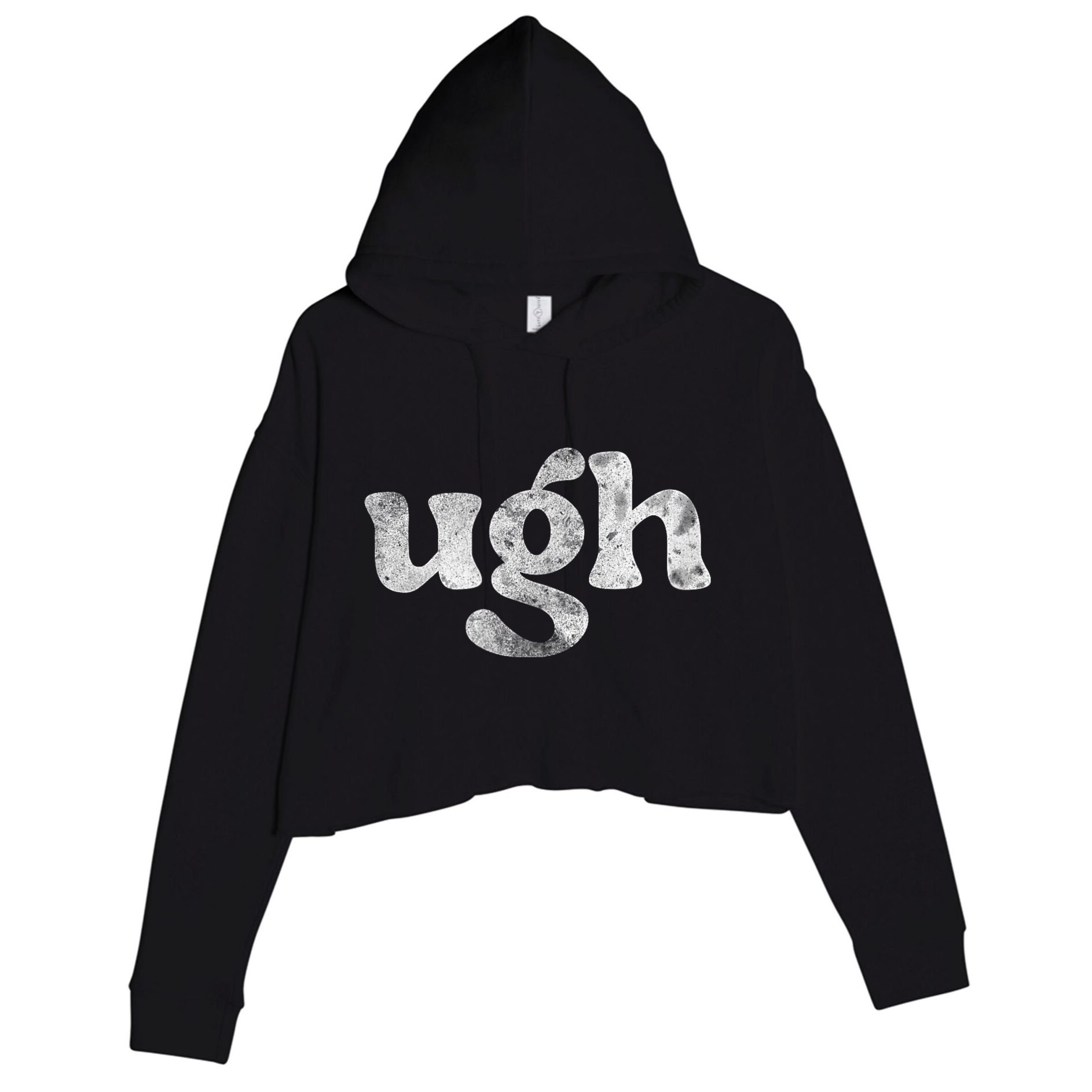 Funny Ugh Humorous Disgusted Women Sarcastic Humor Crop Fleece Hoodie