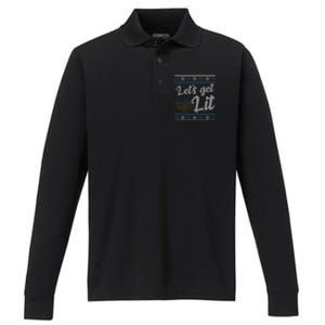 Funny Ugly Hanukkah Lets Get Lit Menorah Performance Long Sleeve Polo