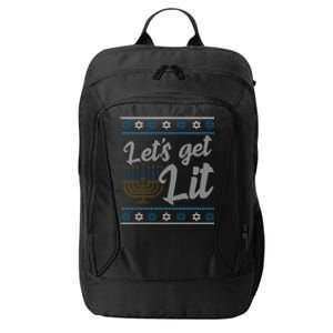 Funny Ugly Hanukkah Lets Get Lit Menorah City Backpack