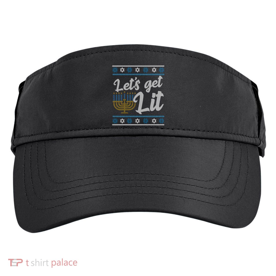 Funny Ugly Hanukkah Lets Get Lit Menorah Adult Drive Performance Visor