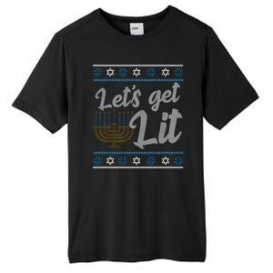 Funny Ugly Hanukkah Lets Get Lit Menorah Tall Fusion ChromaSoft Performance T-Shirt